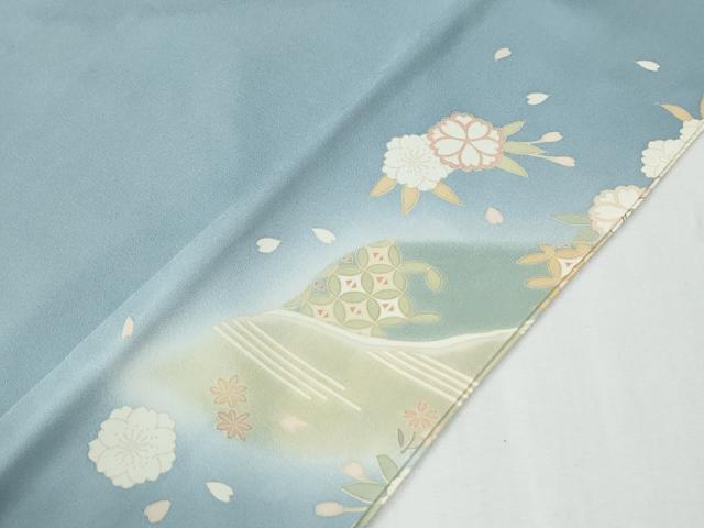 平和屋着物●訪問着　駒刺繍　文箱花唐草文　暈し染め　金彩　正絹　逸品　CABG0675yc