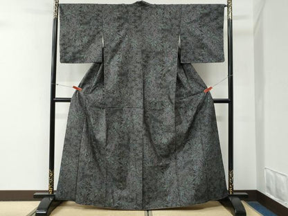 平和屋着物●本場大島紬　9マルキ　枝花文　正絹　逸品　CABG0676yc