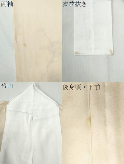 平和屋着物●長襦袢　無双仕立て　手描き　草木鳥文　暈し染め　正絹　逸品　CABG0681yc