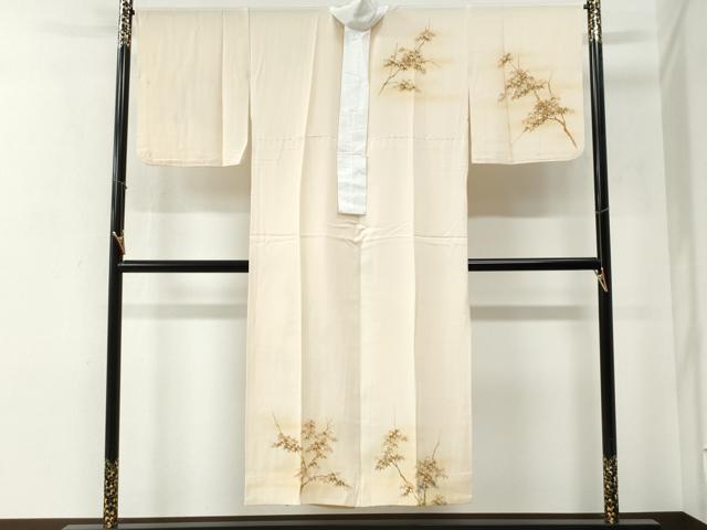 平和屋着物●長襦袢　無双仕立て　手描き　草木鳥文　暈し染め　正絹　逸品　CABG0681yc