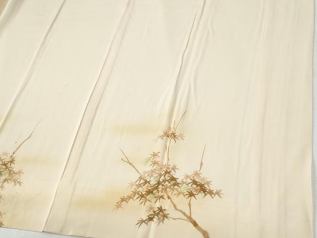 平和屋着物●長襦袢　無双仕立て　手描き　草木鳥文　暈し染め　正絹　逸品　CABG0681yc
