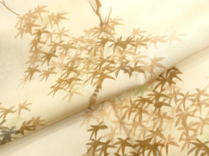 平和屋着物●長襦袢　無双仕立て　手描き　草木鳥文　暈し染め　正絹　逸品　CABG0681yc