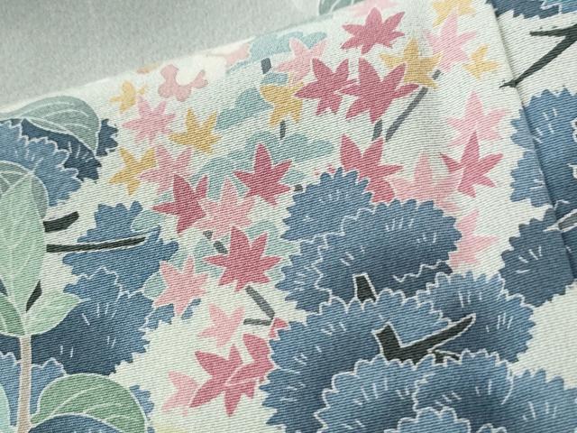 平和屋着物●訪問着　友禅　作家物　樹林風景枝花文　暈し染め　ロング丈　正絹　逸品　CABG0682yc