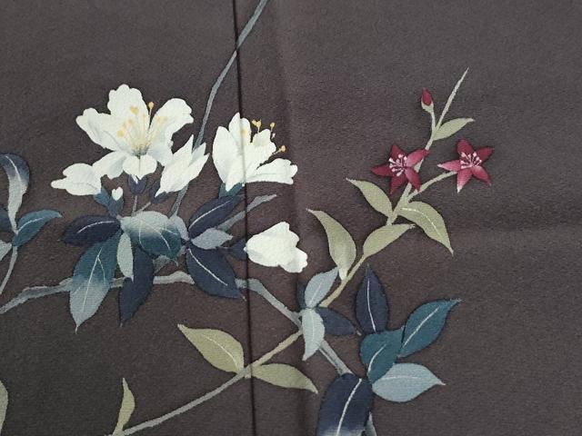 平和屋着物●染色作家　草野一騎　訪問着　枝花文　暈し染め　正絹　逸品　CABG0684yc