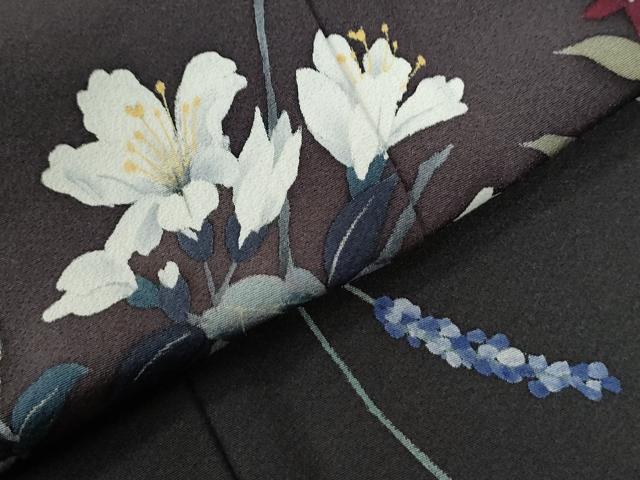 平和屋着物●染色作家　草野一騎　訪問着　枝花文　暈し染め　正絹　逸品　CABG0684yc
