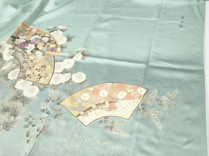 平和屋着物●西陣　京の名門　じゅらく謹製　帝王紫　訪問着　刺繍　地紙草花文　暈し染め　金彩　正絹　逸品　CABG0688yc