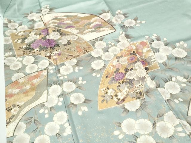 平和屋着物●西陣　京の名門　じゅらく謹製　帝王紫　訪問着　刺繍　地紙草花文　暈し染め　金彩　正絹　逸品　CABG0688yc