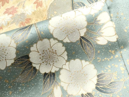 平和屋着物●西陣　京の名門　じゅらく謹製　帝王紫　訪問着　刺繍　地紙草花文　暈し染め　金彩　正絹　逸品　CABG0688yc