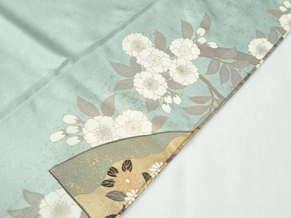 平和屋着物●西陣　京の名門　じゅらく謹製　帝王紫　訪問着　刺繍　地紙草花文　暈し染め　金彩　正絹　逸品　CABG0688yc