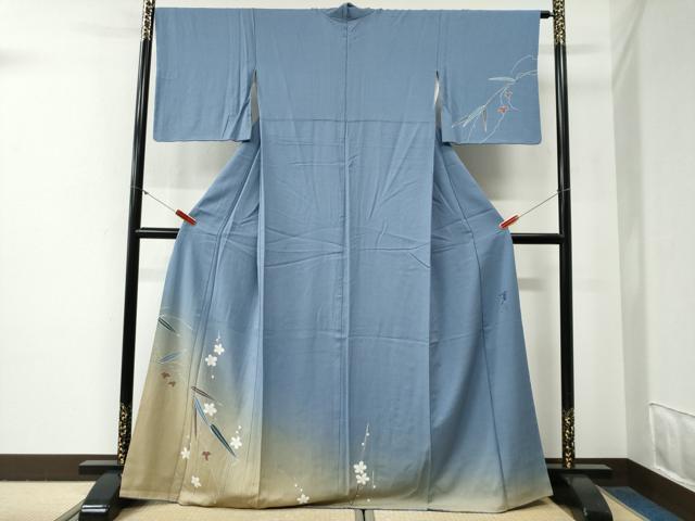 平和屋着物●染色の魔術師　染乃座・大久保玄才　そめのざ玄才　訪問着　蔦の葉枝梅文　暈し染め　正絹　逸品　CABG0689yc