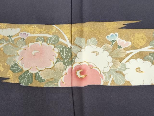 平和屋着物●訪問着　駒刺繍　立波霞草花文　金彩　正絹　逸品　CABG0692yc