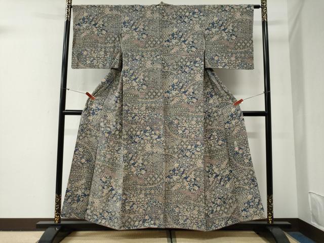 平和屋着物●二代目更甚　江戸更紗　小紋　更紗吉祥花唐草文　正絹　逸品　未使用　CABG0695yc
