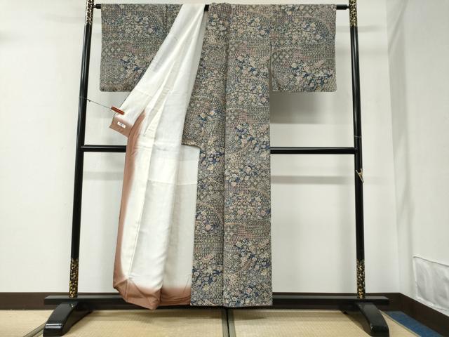 平和屋着物●二代目更甚　江戸更紗　小紋　更紗吉祥花唐草文　正絹　逸品　未使用　CABG0695yc