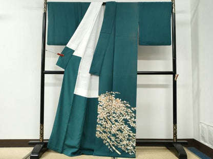 平和屋着物●豪華色留袖　駒刺繍　鬘帯枝花文　金彩　正絹　逸品　CABG0710yc