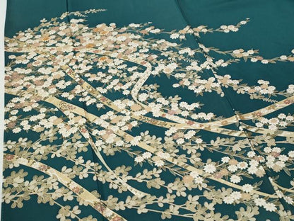 平和屋着物●豪華色留袖　駒刺繍　鬘帯枝花文　金彩　正絹　逸品　CABG0710yc