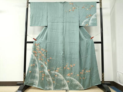 平和屋着物●訪問着　絞り　万寿菊　金彩　正絹　逸品　CABG0713yc