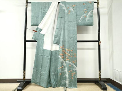 平和屋着物●訪問着　絞り　万寿菊　金彩　正絹　逸品　CABG0713yc