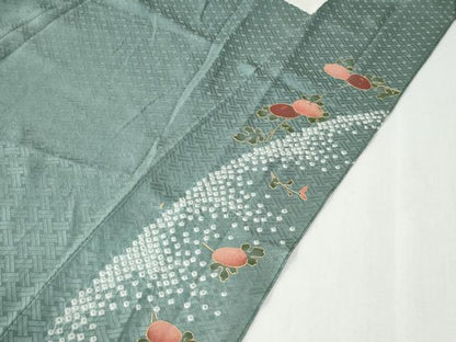 平和屋着物●訪問着　絞り　万寿菊　金彩　正絹　逸品　CABG0713yc