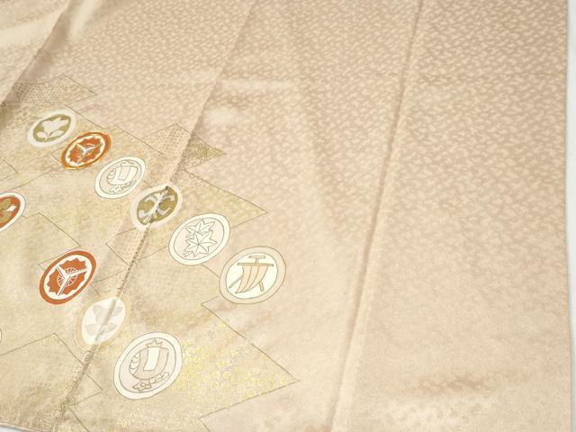 平和屋着物●訪問着　駒刺繍　松皮菱宝尽くし花丸文　金彩　正絹　逸品　CABG0714yc