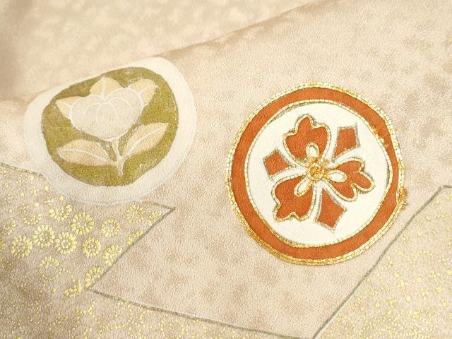 平和屋着物●訪問着　駒刺繍　松皮菱宝尽くし花丸文　金彩　正絹　逸品　CABG0714yc