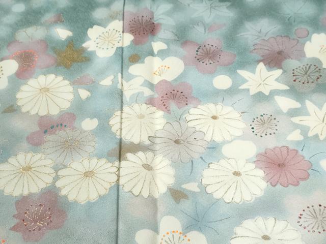 平和屋着物●訪問着　枝花文　暈し染め　金銀彩　ロング丈　正絹　逸品　CABG0719yc