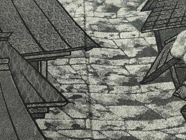平和屋着物●訪問着　江戸小紋　鮫小紋柄　風景松文　黒地　正絹　逸品　CABG0720yc