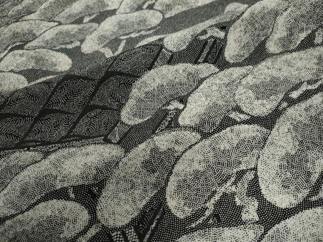 平和屋着物●訪問着　江戸小紋　鮫小紋柄　風景松文　黒地　正絹　逸品　CABG0720yc