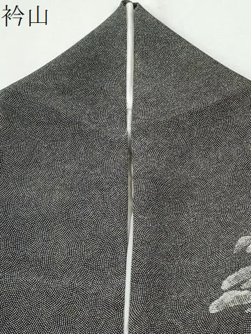 平和屋着物●訪問着　江戸小紋　鮫小紋柄　風景松文　黒地　正絹　逸品　CABG0720yc