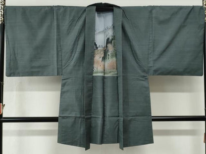 平和屋着物●男性　本場大島紬　アンサンブル　格子　キングサイズ　正絹　逸品　CABG0723yc