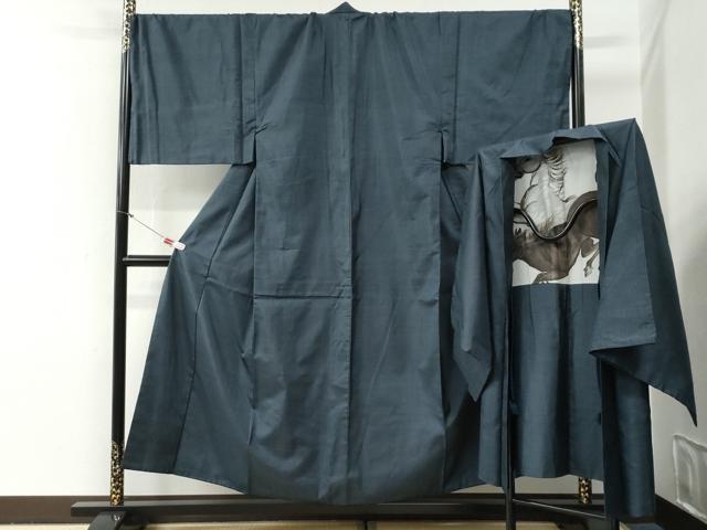 平和屋着物●男性　本場大島紬　アンサンブル　120亀甲　総詰め　羽裏：馬　キングサイズ　正絹　逸品　CABG0725yc