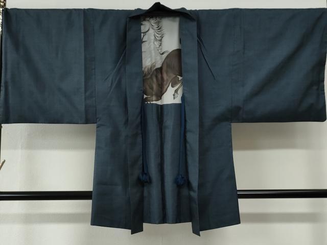 平和屋着物●男性　本場大島紬　アンサンブル　120亀甲　総詰め　羽裏：馬　キングサイズ　正絹　逸品　CABG0725yc
