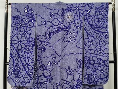 平和屋着物●豪華振袖　総絞り　駒刺繍　雲取り牡丹枝梅文　正絹　逸品　CABG0726yc