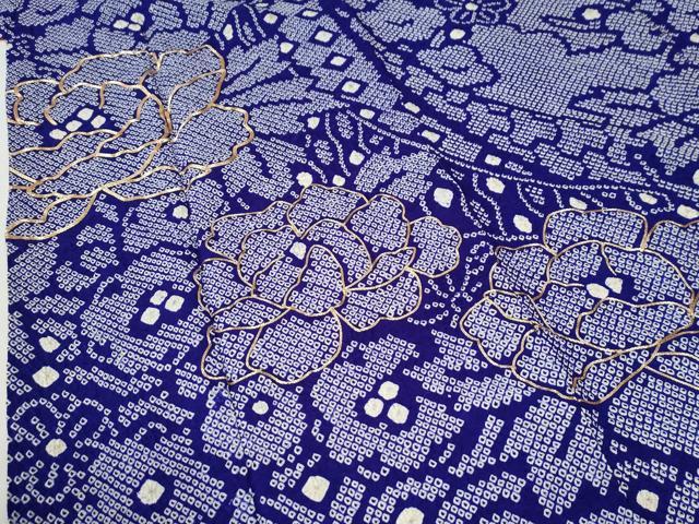 平和屋着物●豪華振袖　総絞り　駒刺繍　雲取り牡丹枝梅文　正絹　逸品　CABG0726yc