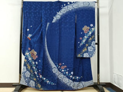 平和屋着物●豪華振袖　駒刺繍　絞り　流水舞桜文　金彩　やまと誂製　正絹　逸品　CABG0727yc