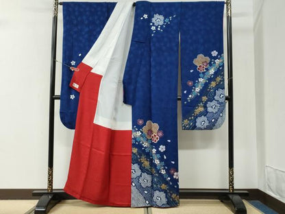 平和屋着物●豪華振袖　駒刺繍　絞り　流水舞桜文　金彩　やまと誂製　正絹　逸品　CABG0727yc