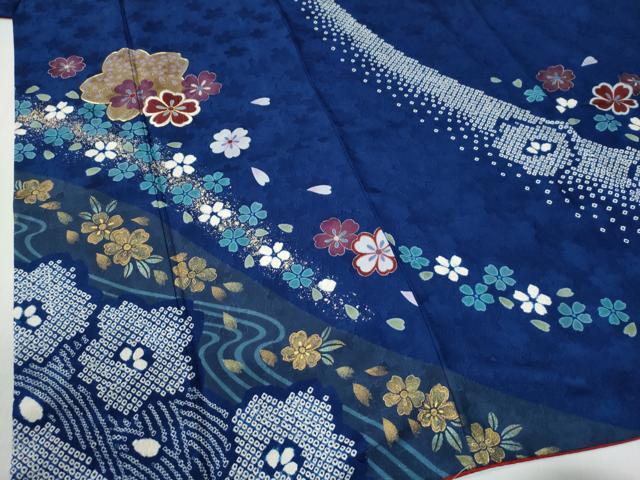平和屋着物●豪華振袖　駒刺繍　絞り　流水舞桜文　金彩　やまと誂製　正絹　逸品　CABG0727yc