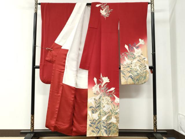 平和屋着物●豪華振袖　駒刺繍　草花文　暈し染め　金彩　正絹　逸品　CABG0731yc