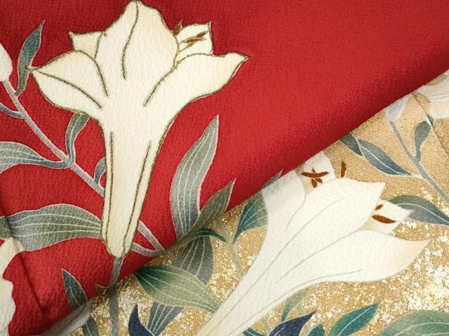 平和屋着物●豪華振袖　駒刺繍　草花文　暈し染め　金彩　正絹　逸品　CABG0731yc
