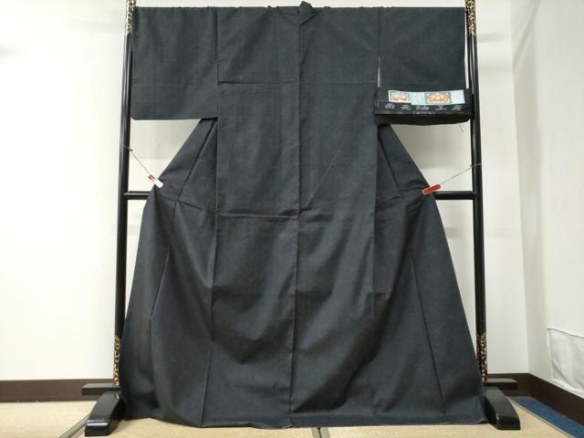 平和屋着物●本場大島紬　泥染め　麻の葉文様　南天紬工房謹製　さが美扱い　証紙付き　ロング丈　正絹　逸品　CABG0733yc
