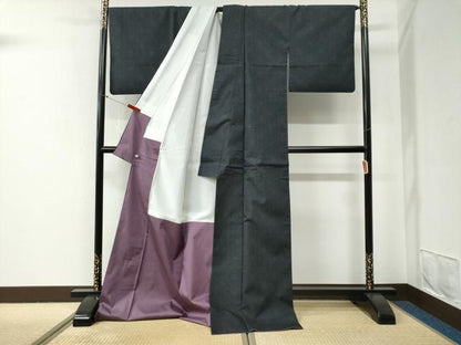 平和屋着物●本場大島紬　泥染め　麻の葉文様　南天紬工房謹製　さが美扱い　証紙付き　ロング丈　正絹　逸品　CABG0733yc