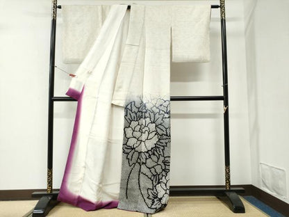 平和屋着物●訪問着　総絞り　牡丹　暈し染め　やまと誂製　正絹　逸品　CABG0735yc