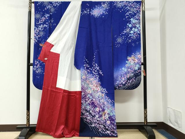 平和屋着物●豪華振袖・長襦袢セット　毬舞桜文　暈し染め　金彩　正絹　逸品　CABG0743yc
