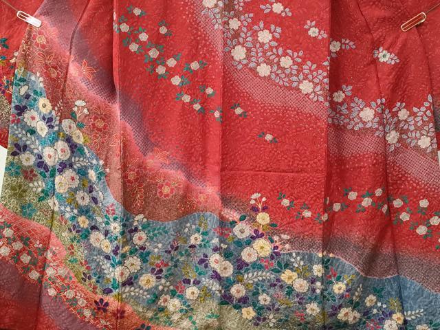 平和屋着物●豪華振袖・長襦袢セット　辻が花　暈し染め　銀通し地　正絹　逸品　CABG0744yc