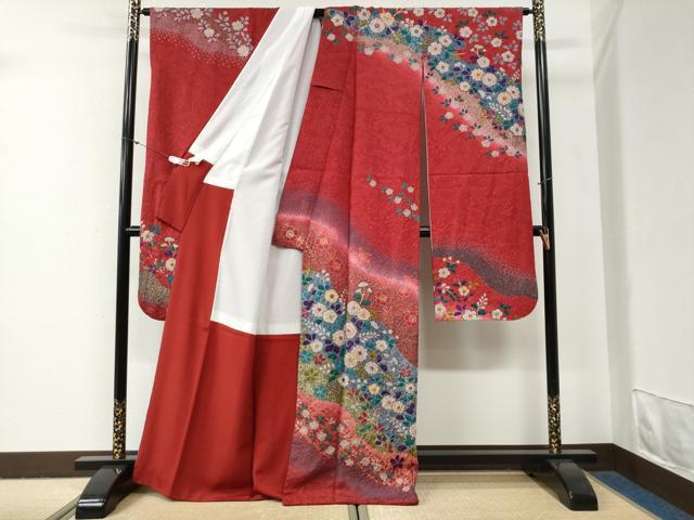 平和屋着物●豪華振袖・長襦袢セット　辻が花　暈し染め　銀通し地　正絹　逸品　CABG0744yc