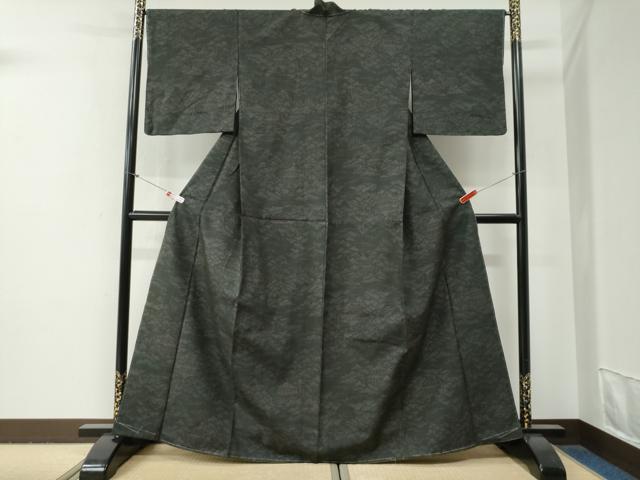 平和屋着物●結城紬　100亀甲　飛び亀甲柄　樹林風景文　正絹　逸品　未使用　CABG0751yc