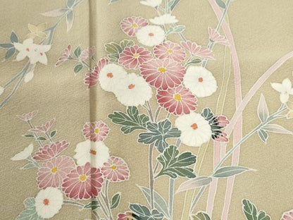 平和屋着物●京加賀友禅　百貫達雄　訪問着　草花文　暈し染め　正絹　逸品　CABG0754yc