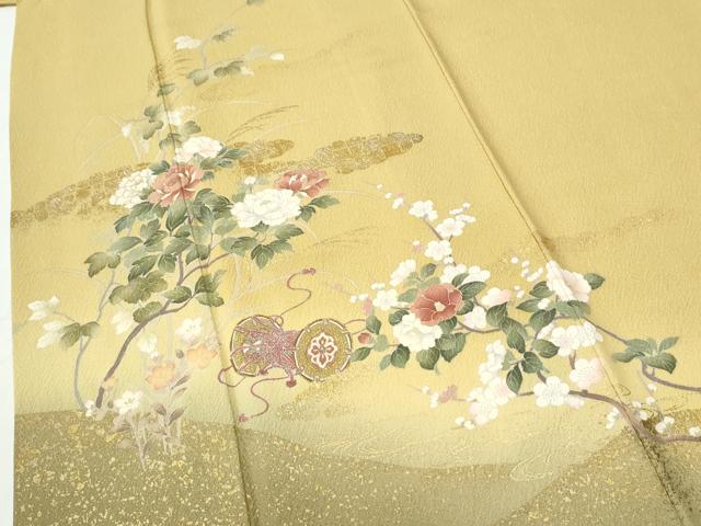 平和屋着物●訪問着　鼓牡丹花文　暈し染め　金彩　やまと誂製　正絹　逸品　CABG0757yc
