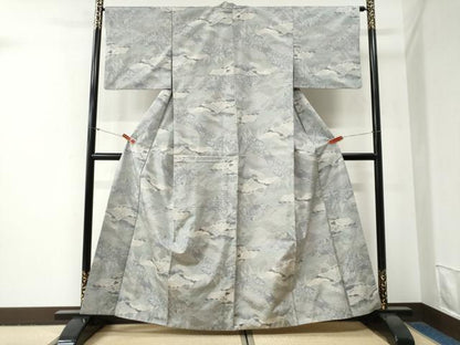 平和屋着物●本場大島紬　白大島　7マルキ　総絣　吉祥草花文　正絹　逸品　CABG0758yc