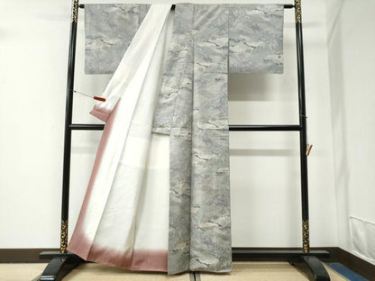 平和屋着物●本場大島紬　白大島　7マルキ　総絣　吉祥草花文　正絹　逸品　CABG0758yc