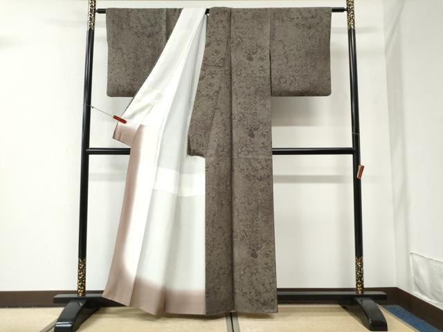 平和屋着物●江戸小紋　色紙花唐草文　正絹　逸品　CABG0760yc